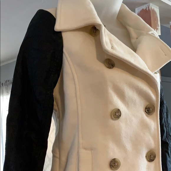 Aeropostale wool faux leather coat - Picture 2 of 6